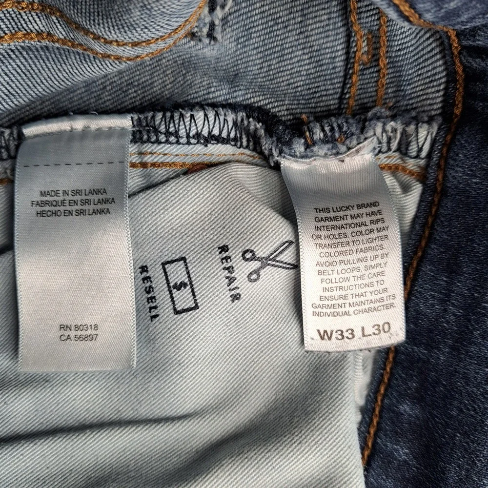 Lucky Brand 121 Slim Straight Mens W33 L30 Blue Denim Jeans Casual Workwear Core